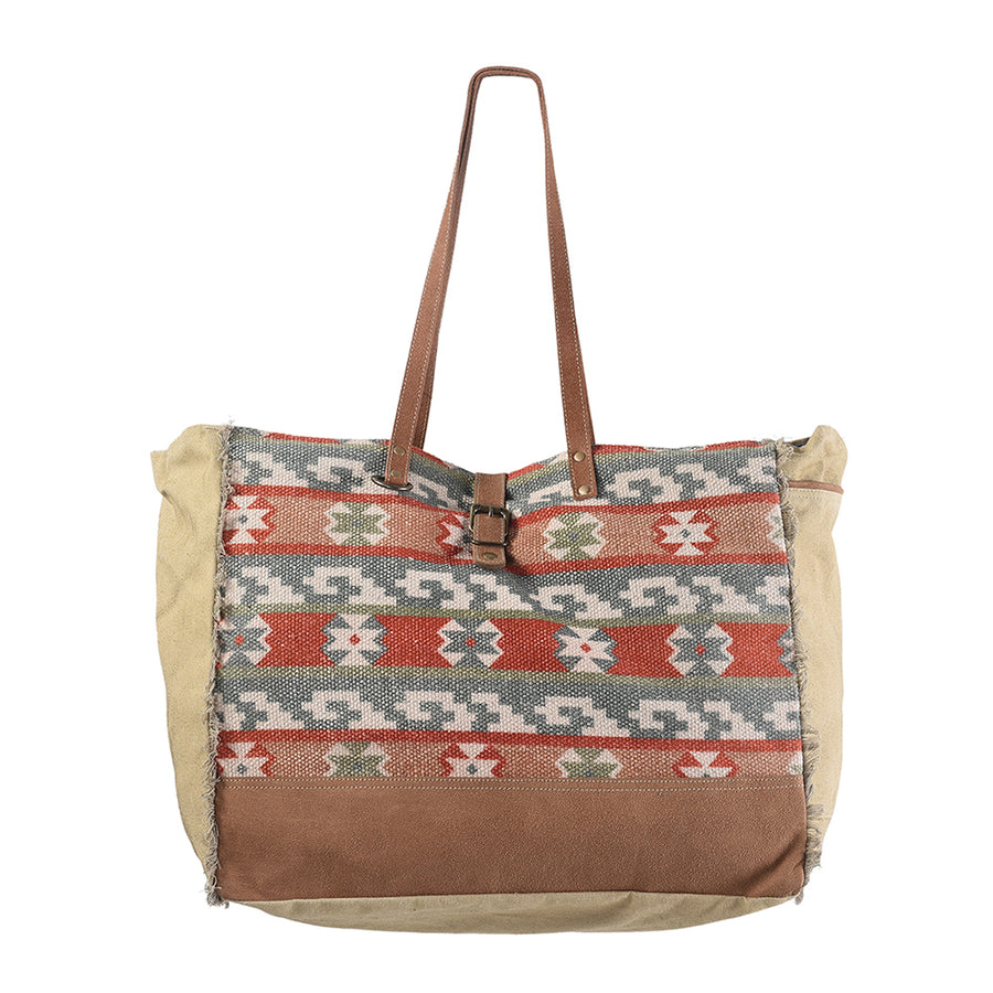 OHLAY KB236 TOTE Upcycled Wool Canvas Genuine Leather women bag by Hilason – Cowboy and equestrian accessories