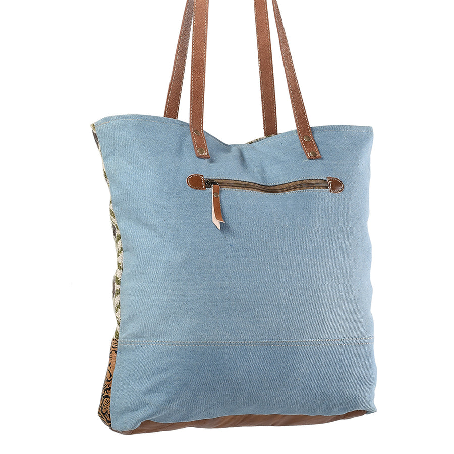 OHLAY KB241 TOTE Upcycled Wool Canvas Embossed Genuine Leather women bag western handbag purse