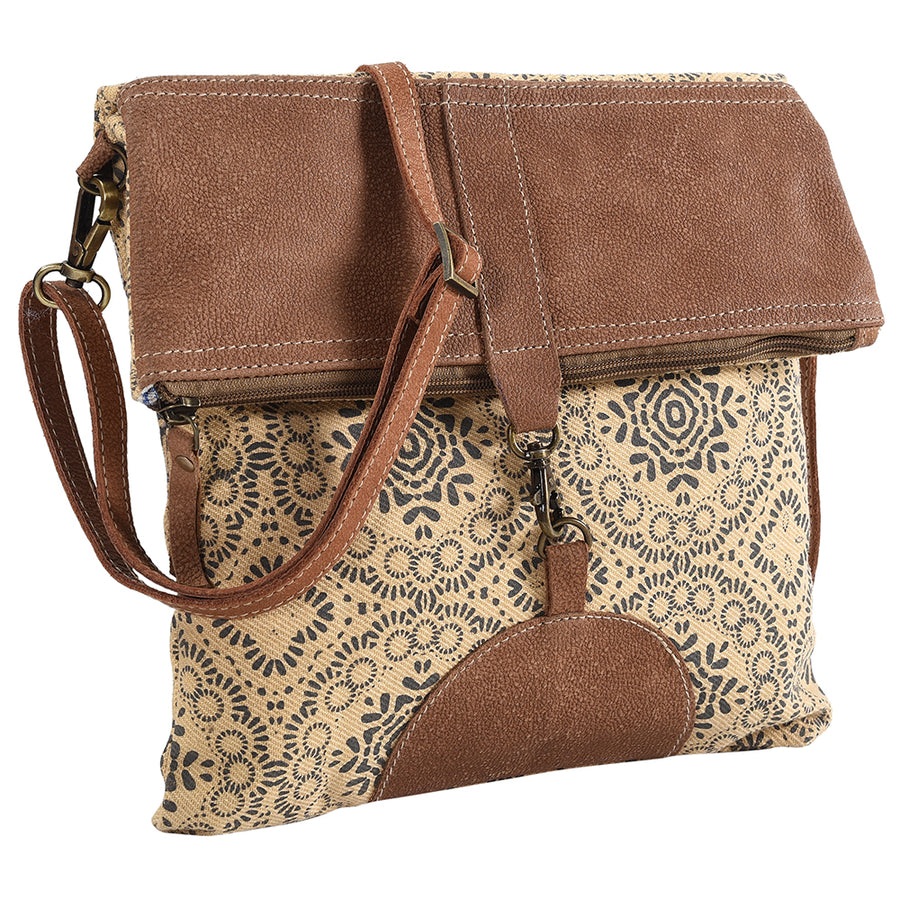 OHLAY Cross Body Upcycled Canvas Genuine Leather Women's Bag Western Handbag Purse | Womens Handbags Belt for Women Summer
