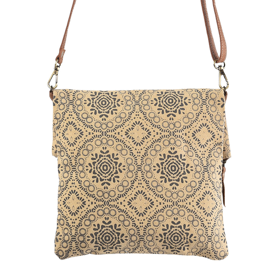 OHLAY Cross Body Upcycled Canvas Genuine Leather Women's Bag Western Handbag Purse | Womens Handbags Belt for Women Summer