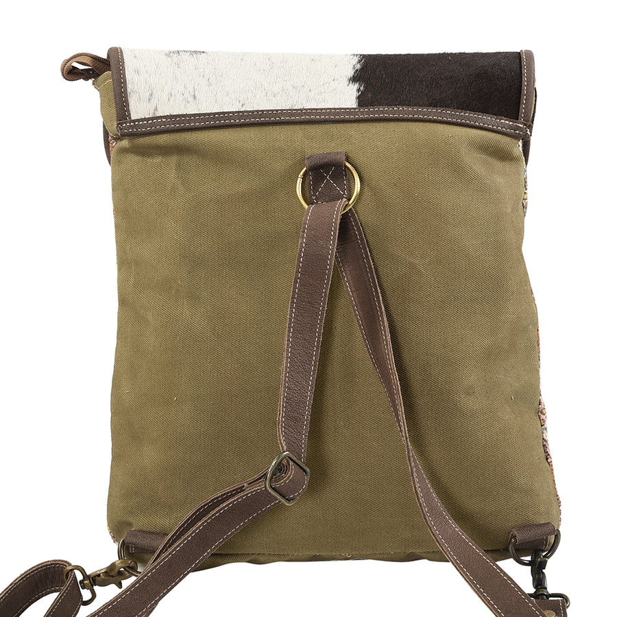 OHLAY Backpack Upcycled Canvas Hair-On Genuine Leather Women Bag Western Handbag Purse Womens Handbags Belt for Purses Summer