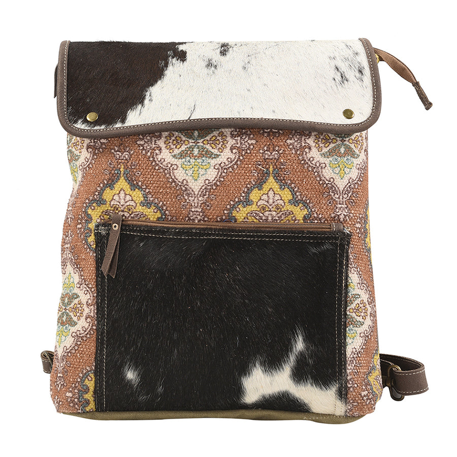 OHLAY KB245 Backpack Upcycled Canvas Hair-On Genuine Leather women bag by Hilason – Cowboy and equestrian accessories