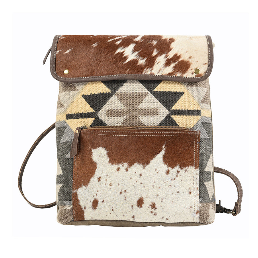 OHLAY KB246 Backpack Upcycled Canvas Hair-On Genuine Leather women bag by Hilason – Cowboy and equestrian accessories