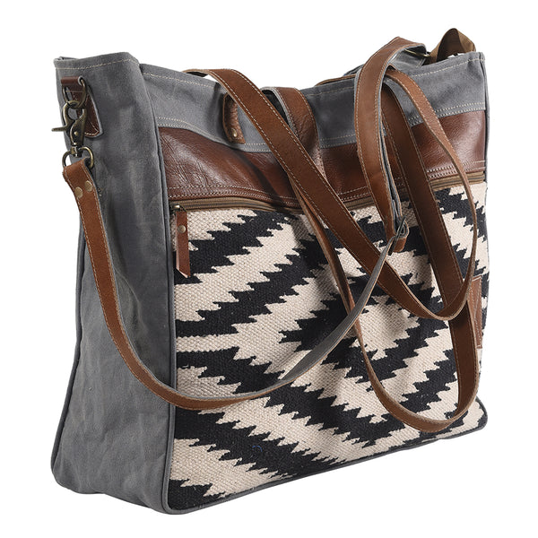 OHLAY KB248 TOTE Upcycled Wool Canvas Genuine Leather women bag by Hilason – Cowboy and equestrian accessories