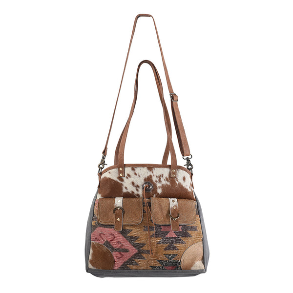 OHLAY KB252 TOTE Upcycled Wool Canvas Hair-on Genuine Leather women by Hilason – Cowboy and equestrian accessories