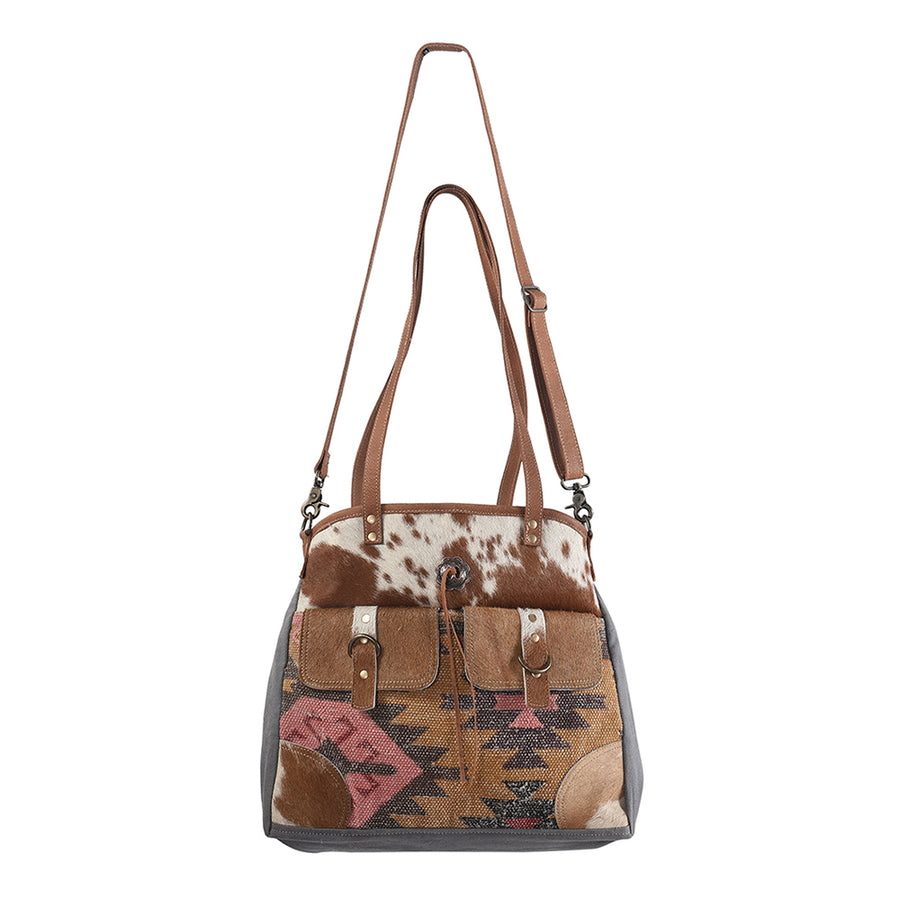OHLAY KB252 TOTE Upcycled Wool Canvas Hair-on Genuine Leather women by Hilason – Cowboy and equestrian accessories