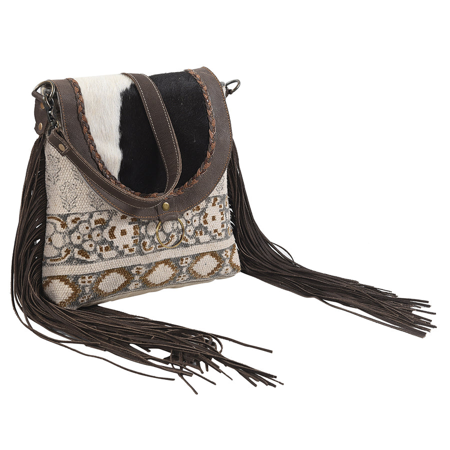 OHLAY Messenger Upcycled Wool Canvas Hair-on Genuine Leather women bag western handbag purse