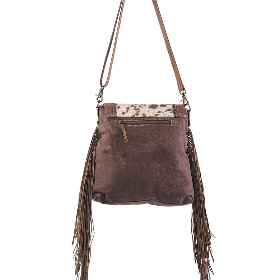 OHLAY Messenger Upcycled Wool Canvas Hair-on Genuine Leather women bag western handbag purse