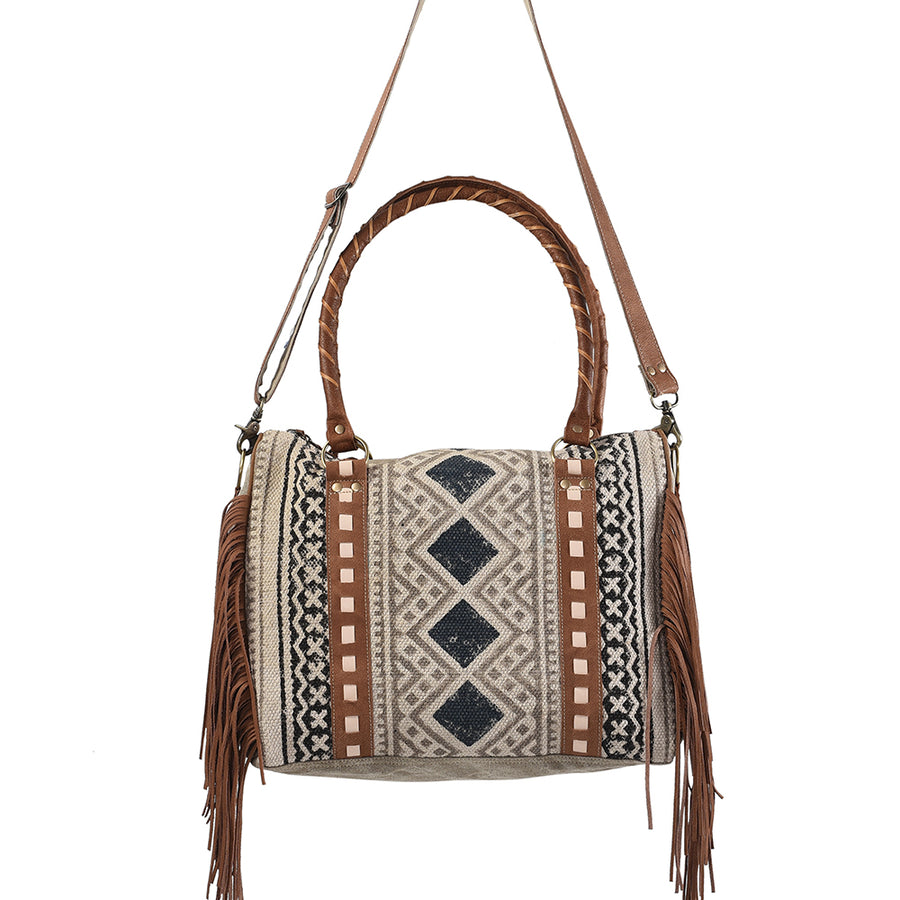 OHLAY KB261 TOTE Upcycled Wool Canvas Genuine Leather women bag western handbag purse