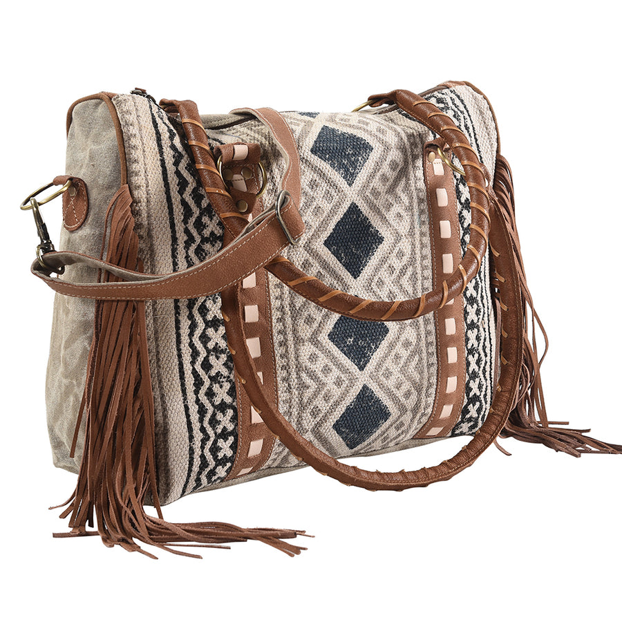 OHLAY KB261 TOTE Upcycled Wool Canvas Genuine Leather women bag by Hilason – Cowboy and equestrian accessories