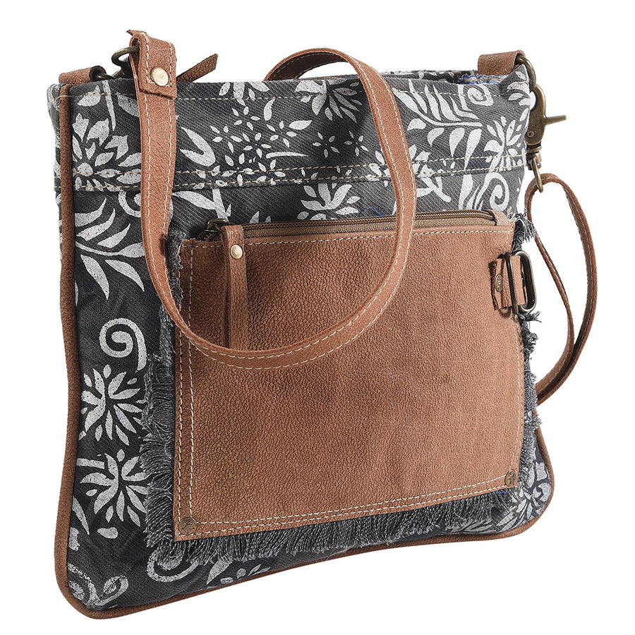 OHLAY Cross Body Upcycled Canvas Genuine Leather Women's Bag Western Handbag Purse Womens Handbags Belt for Women Purses