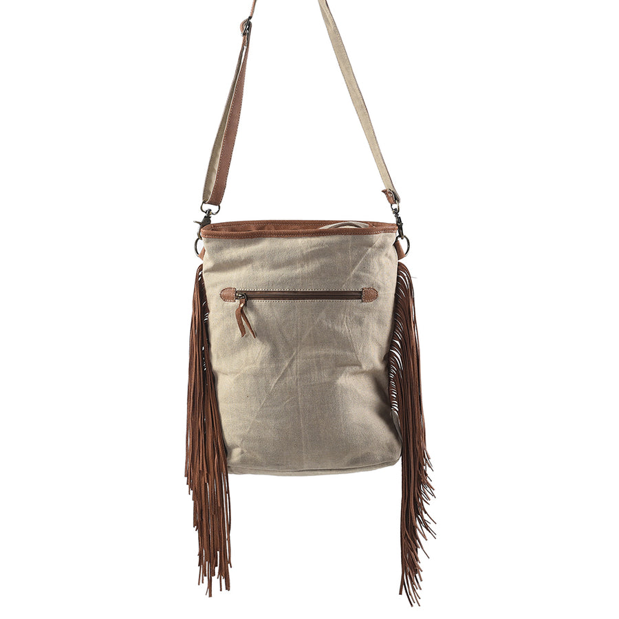 OHLAY Large Crossbody Upcycled Wool Canvas Hair-on Genuine Leather women bag western handbag purse