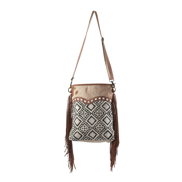 OHLAY Large Crossbody Upcycled Wool Canvas Hair-on Genuine Leather women bag western handbag purse - Uhorse