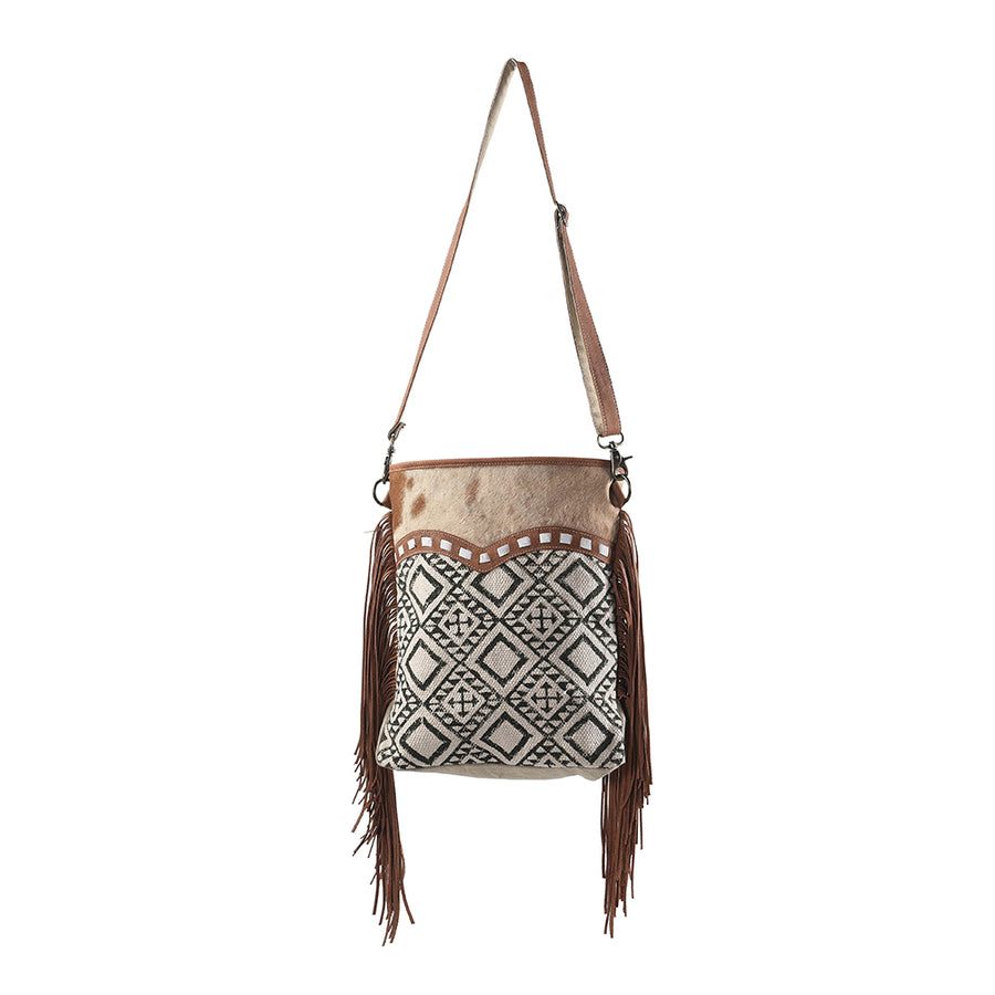 OHLAY Large Crossbody Upcycled Wool Canvas Hair-on Genuine Leather women bag western handbag purse - Uhorse