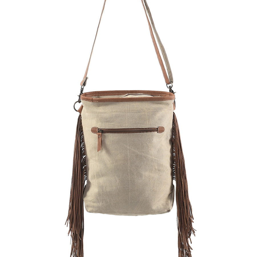 OHLAY Large Crossbody Upcycled Wool Canvas Hair-on Genuine Leather women bag western handbag purse