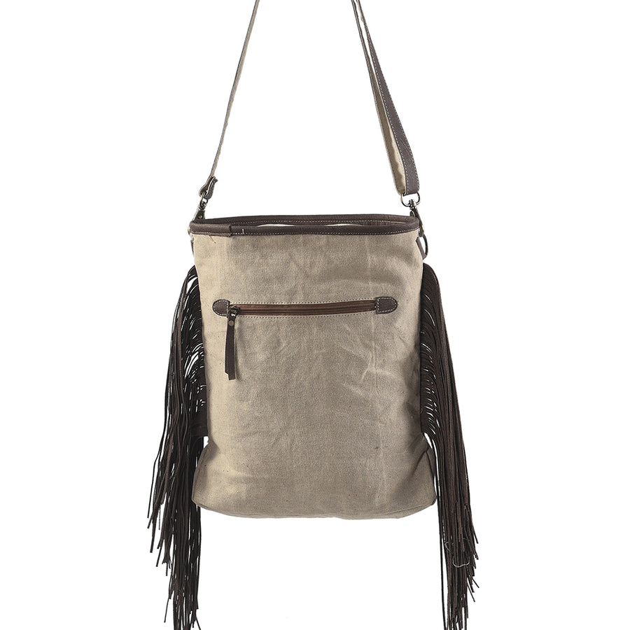 OHLAY Large Crossbody Upcycled Wool Canvas Hair-on Genuine Leather women bag western handbag purse