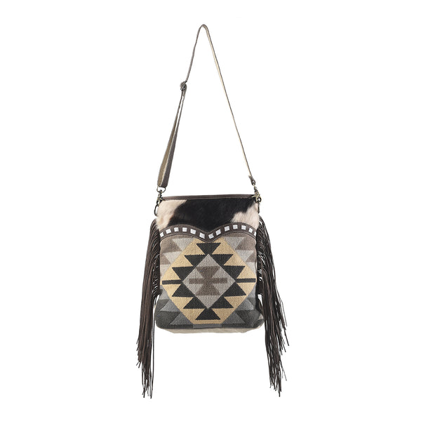OHLAY Large Crossbody Upcycled Wool Canvas Hair-on Genuine Leather women bag western handbag purse - Uhorse