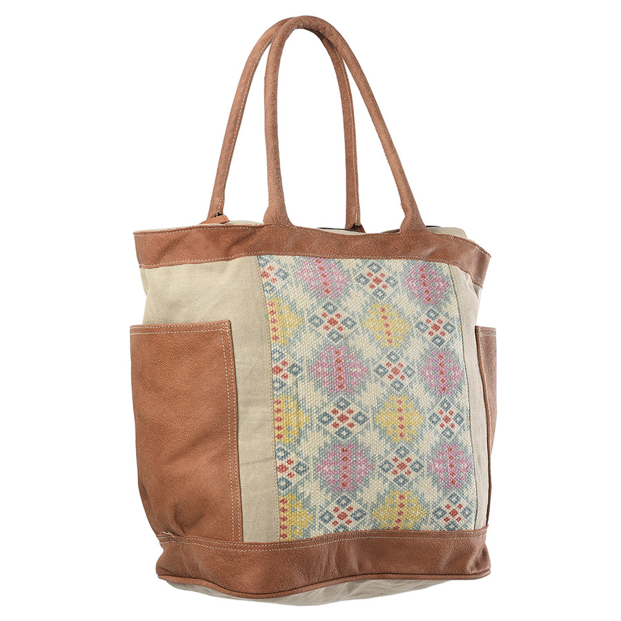 OHLAY KB268 TOTE Upcycled Wool Canvas Genuine Leather women bag western handbag purse