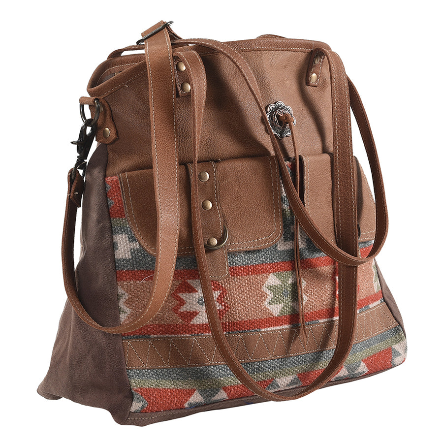 OHLAY KB272 TOTE Upcycled Wool Canvas Genuine Leather women bag western handbag purse