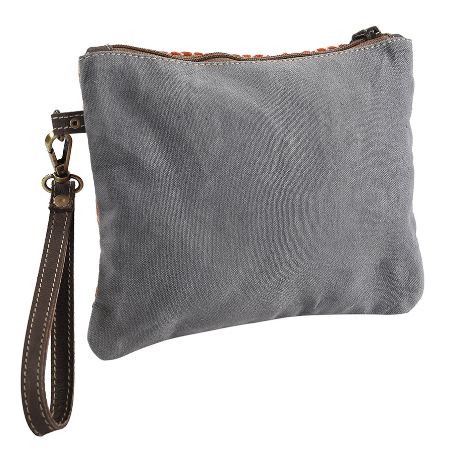 OHLAY WRISTLET Upcycled Wool Canvas Genuine Leather women bag western handbag purse