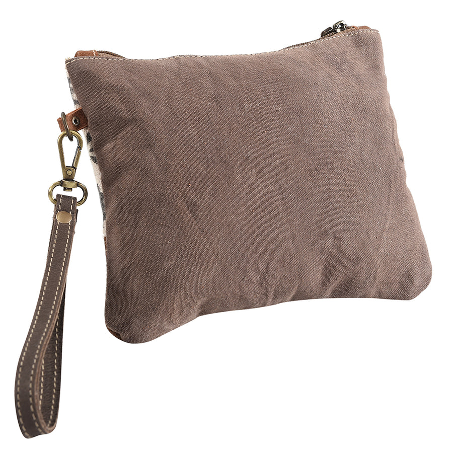OHLAY WRISTLET Upcycled Wool Canvas Genuine Leather women bag western handbag purse