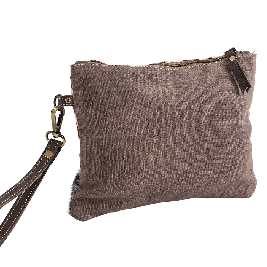 OHLAY WRISTLET Upcycled Wool Canvas Hair-on Genuine Leather women bag western handbag purse