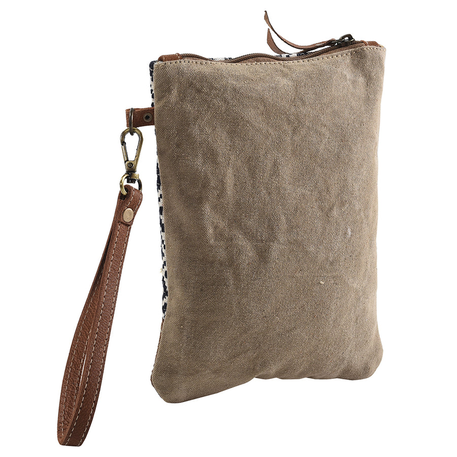 OHLAY WRISTLET Upcycled Wool Canvas Genuine Leather women bag western handbag purse