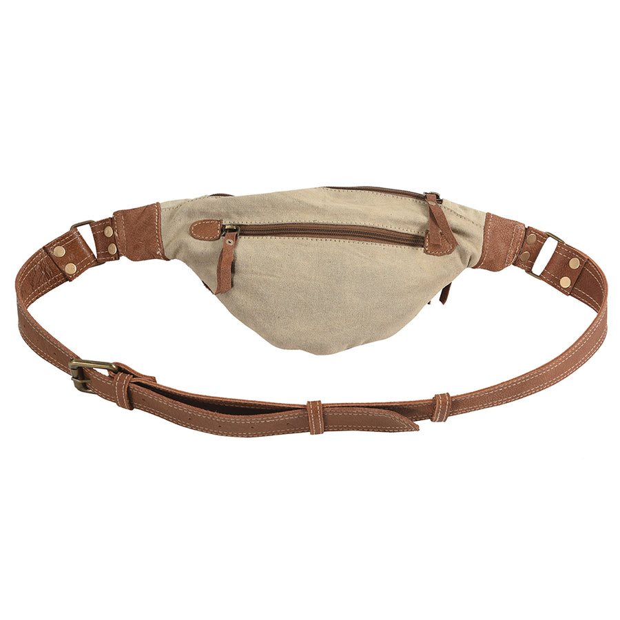 OHLAY Fanny Pack Upcycled Canvas Hair-On Genuine Leather Women Bag Western Handbag Purse | Handbags Belt for Womens Summer