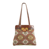 OHLAY KB290 TOTE Hand Tooled Upcycled Canvas Genuine Leather women bag western handbag purse