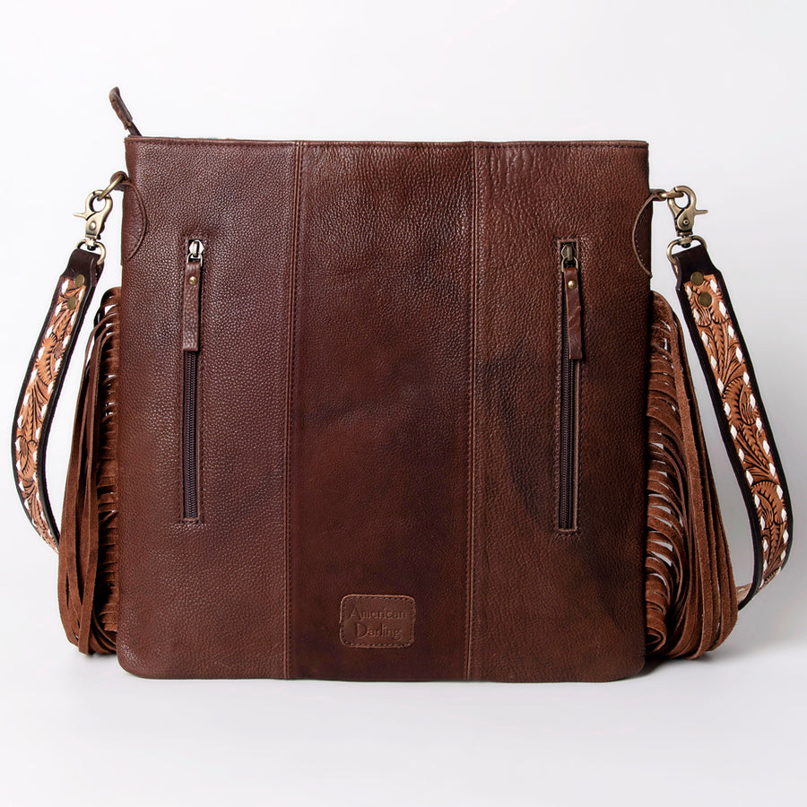 American Darling Large Cross body Bag Hand Woven Saddle Blanket Vegetable-Tanned Genuine Leather Fringes Buck Stitched