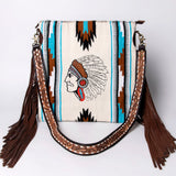 American Darling Messenger Saddle Blanket Fabric Genuine Leather Western Women Bag Handbag Purse Travel Bags College