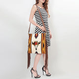 American Darling Large Cross body Bag Hand-Woven Saddle Blanket Vegetable-Tanned Genuine Leather Fringes Hand Tooled
