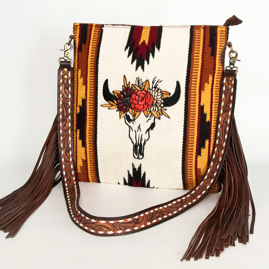 American Darling Large Crossbody Saddle Blanket Fabric Genuine Leather by Hilason – Cowboy and equestrian accessories