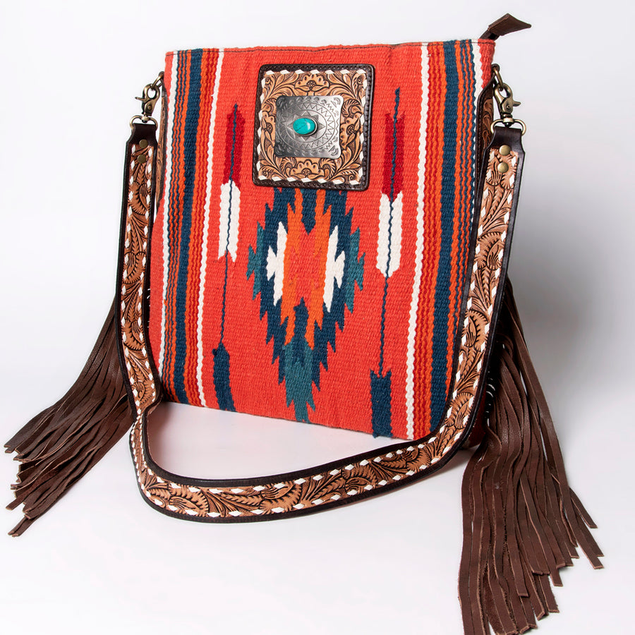 American Darling Large Cross body Bag Hand-Woven Saddle Blanket Leather - Uhorse