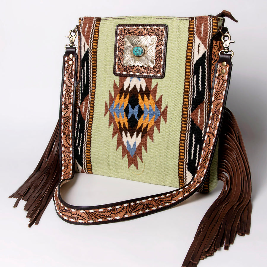 American Darling Large Cross body Bag Hand-Woven Saddle Blanket Leather - Uhorse