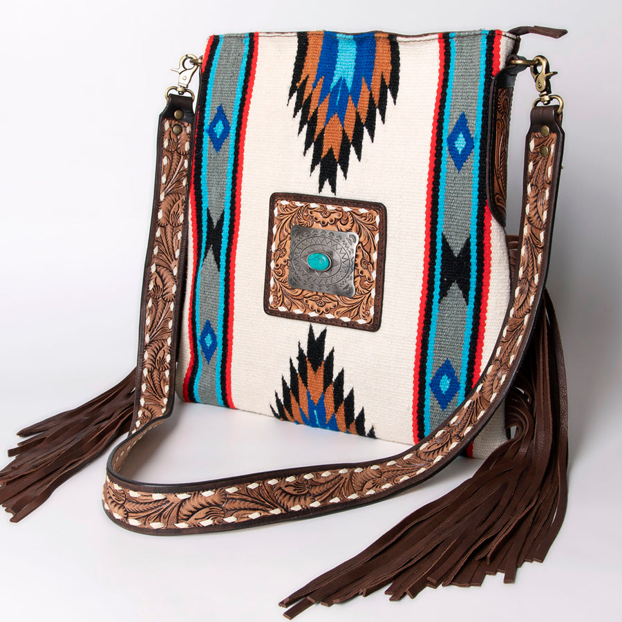 American Darling Large Cross body Bag Hand-Woven Saddle Blanket Leather - Uhorse