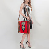 American Darling Large Crossbody Saddle Blanket Fabric Genuine Leather Western Women Bag Handbag Purse | Cute