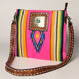 American Darling Large Cross body Bag Hand Woven Saddle Blanket Leather - Uhorse