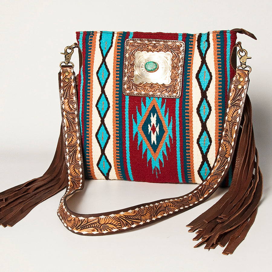 American Darling Large Cross body Bag Hand-Woven Saddle Blanket Leather - Uhorse