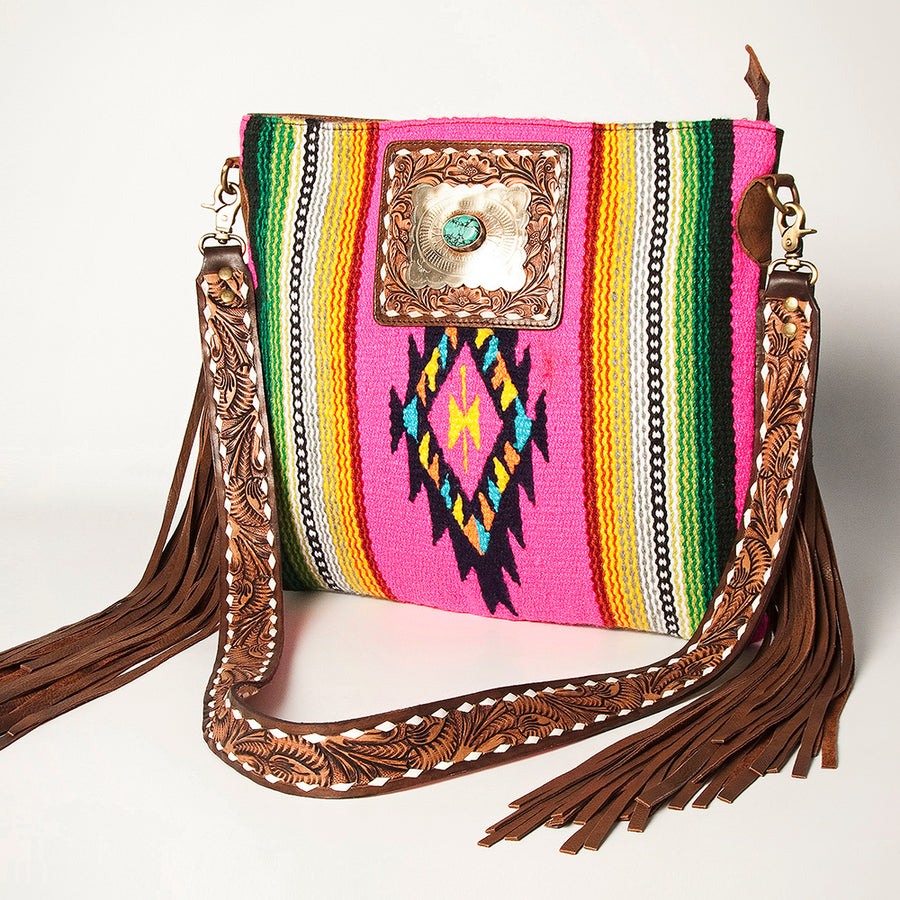 American Darling Large Cross body Bag Hand-Woven Saddle Blanket Leather - Uhorse