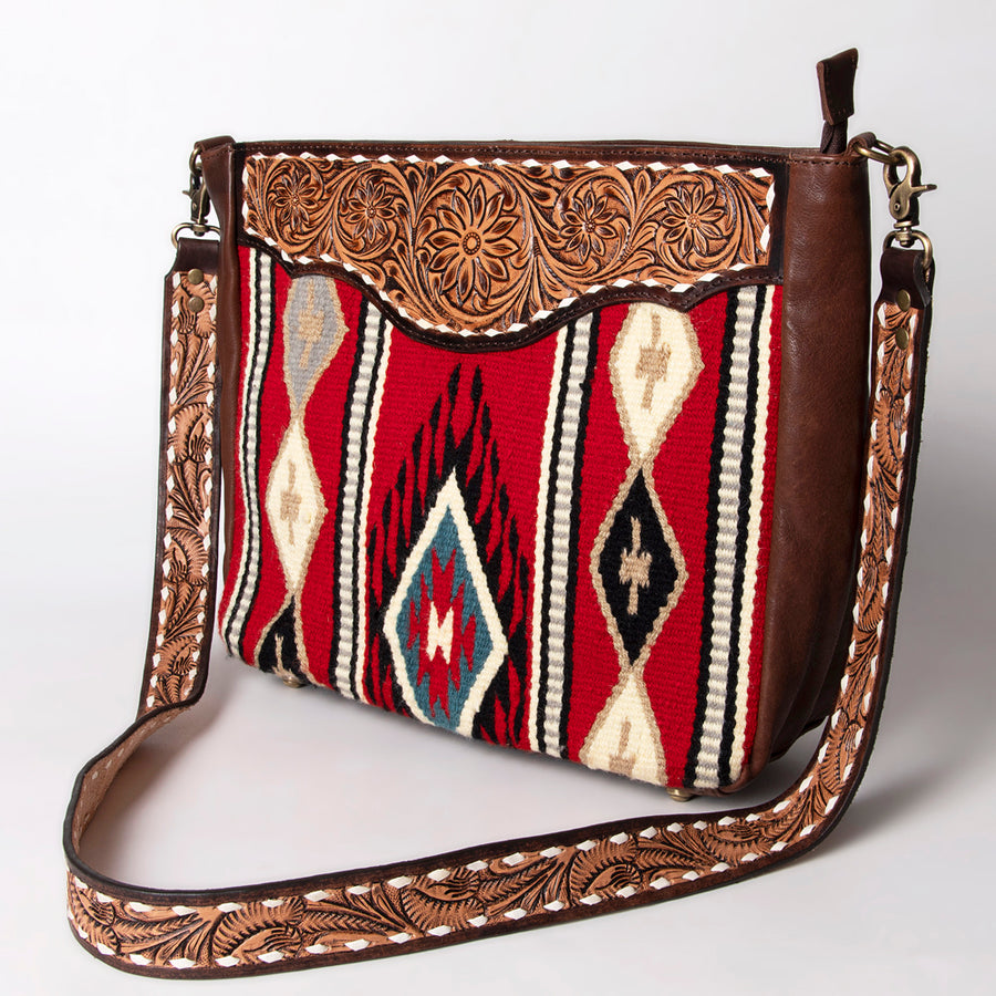 American Darling Messenger Bag Hand Woven Saddle Blanket Leather - Uhorse