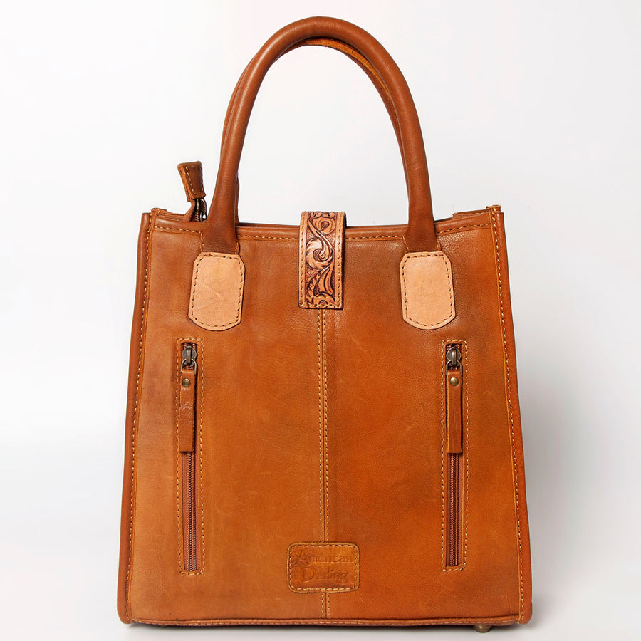 American Darling Tote Bag Hair-On Cowhide Vegetable-Tanned Genuine Leather Floral Carved Hand Tooled Tassels