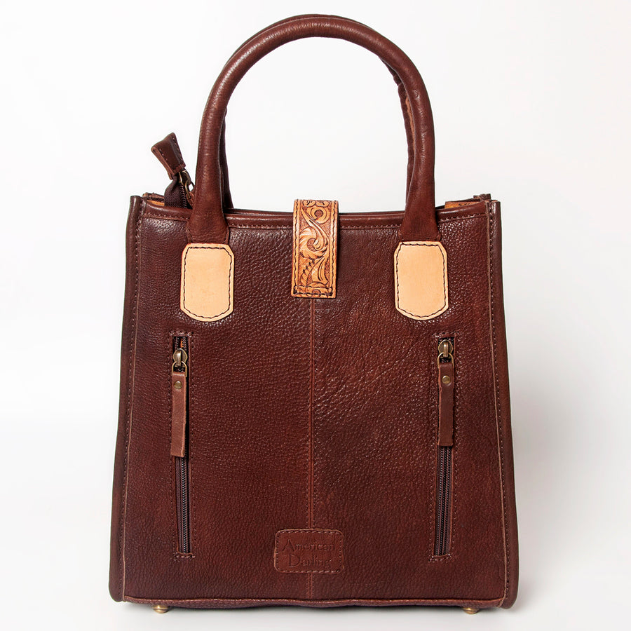 American Darling Tote Bag Hair-On Cowhide Vegetable-Tanned Genuine Leather Floral Carved Hand Tooled Tassels