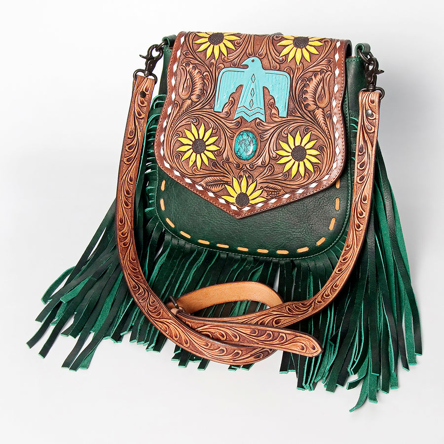 American Darling Messenger Hand Tooled Genuine Leather women bag western handbag purse - Uhorse