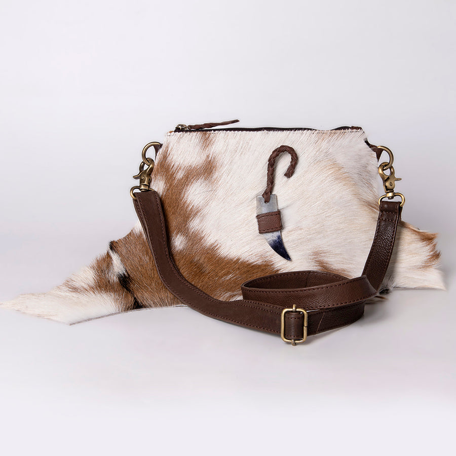 American Darling Cross body Bag Hair-On Cowhide Western Leather Purse with Braided Accents 7in x 9in