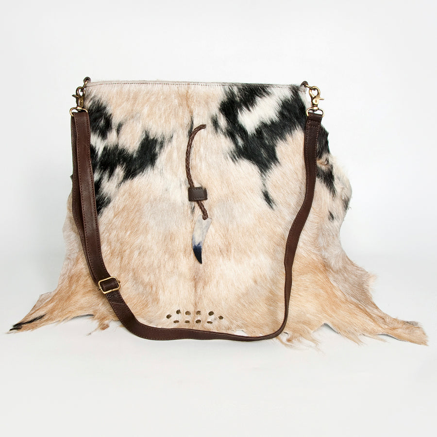 American Darling Large Cross body Bag Hair-On Cowhide Fringed Western Leather Purse with Rivets 14in x 14in