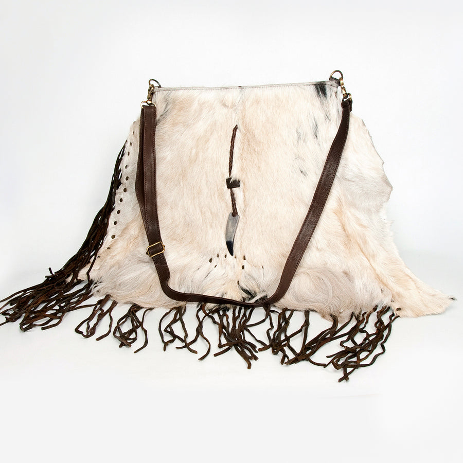American Darling Hair-On Cowhide Large Cross body Bag - Fringed Western Leather Purse - Uhorse