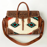 American Darling ADBG516 Duffel Hand Tooled Saddle Blanket Genuine Leather Women Bag Western Handbag Purse