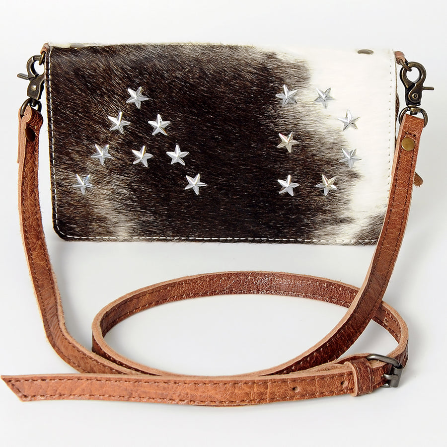 American Darling Small Cross body Bag for Women, Hair-On Cowhide, Rivetted Genuine Leather Western Purse, YKK Zipper