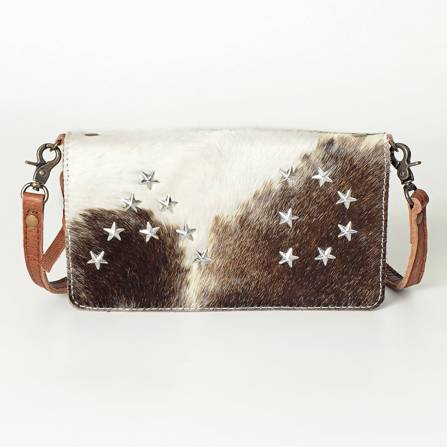 American Darling Small Cross body Bag for Women, Hair-On Cowhide, Rivetted Genuine Leather Western Purse, YKK Zipper